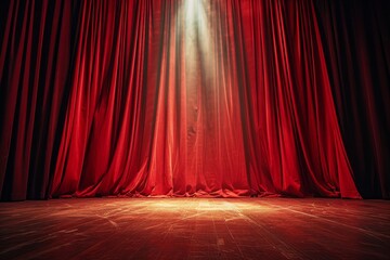 Center light illuminating theater curtains