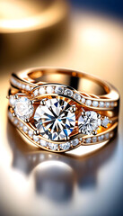 Diamond Jewelry, Gemstone, Precious, Luxury, Fashion, Accessories, Necklace, Earrings, Bracelet, Ring, Glamour, Sparkle, Gem, Elegant, AI Generated