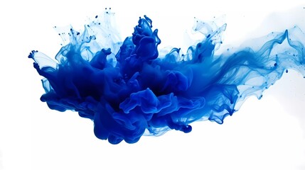 blue powder explosion background. blue explosion smoke splashes on white background. generative ai