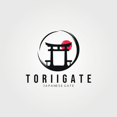 torii gate silhouette emblem logo vector vintage illustration premium vintage