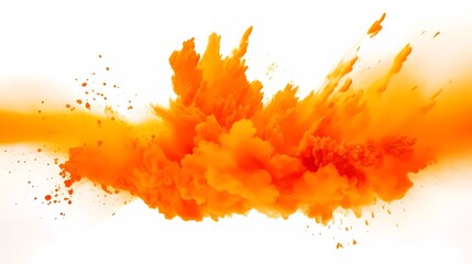 Orange powder explosion background. Orange explosion smoke splashes on white background. generative ai