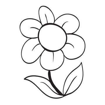 Coloring book or Coloring page for kids. Plant in Pot Drawing.