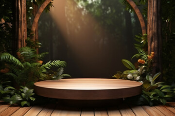 Obraz premium Wooden podium display product stand winner pedesta