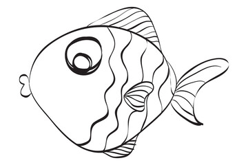Coloring book or Coloring page for kids. Cute Marine Life Animal.