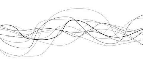 Abstract curved black lines on white