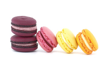 French macaroons in a variety of colors over white