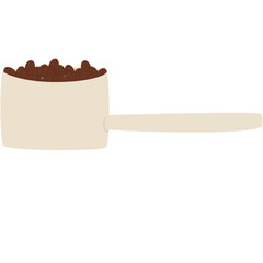 coffee bean spoon, pour over coffee equipment, flat design, illustration vector 