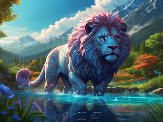 Lion in the fantasy world