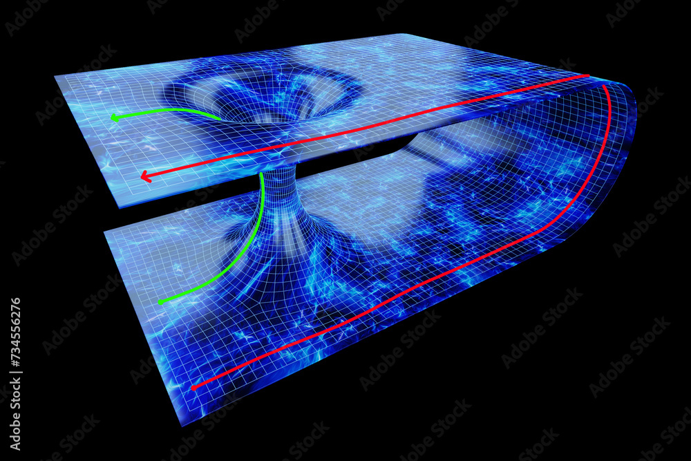 Canvas Prints the coiled space of time is connected by a tunnel or wormhole, the einstein-rosen bridge. science fi
