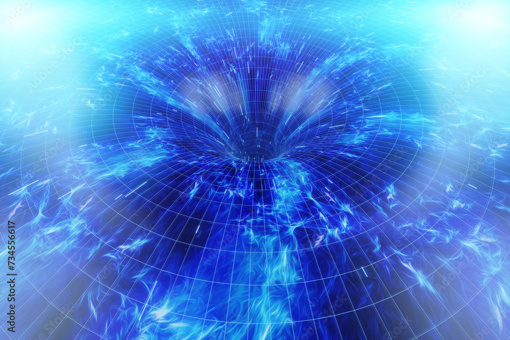 Canvas Prints the coiled space of time is connected by a tunnel or wormhole, the einstein-rosen bridge. science fi