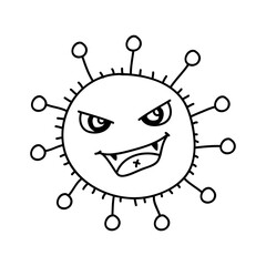 Hand-drawn corona virus illustration with doodle style vector isolated. Covid-19 cartoon element