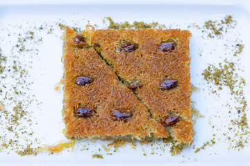 Turkish Dessert Background, Traditional Turkish Pistachio Sugarpare (Fistikli Sekerpare) and...