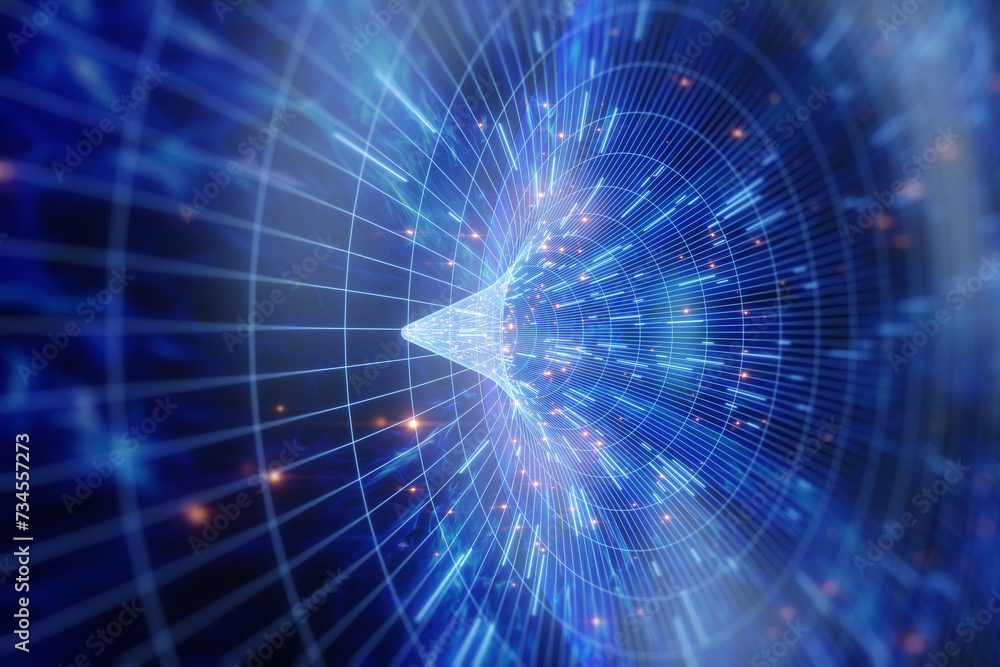 Wall mural the coiled space of time is connected by a tunnel or wormhole, the einstein-rosen bridge. science fi