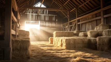 Fotobehang nimls hay in a barn © PikePicture