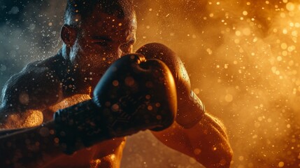 Professional boxing match with intense backgound