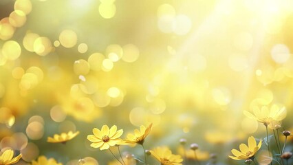 nature background with yellow flowers. beautiful yellow flowers on blurred. seamless looping overlay 4k virtual video animation background 