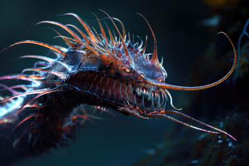 Obraz na płótnie Canvas A striking snapshot capturing the predatory nature of a carnivorous mollusk in the deep ocean