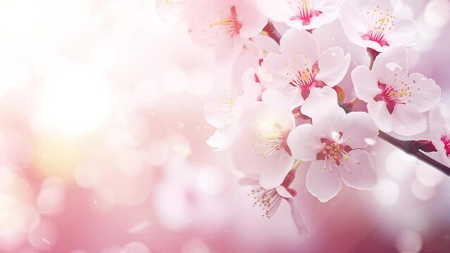spring background. cherry blossom on defocussed background. seamless looping overlay 4k virtual video animation background 