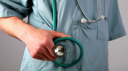 preparation, as an individual in medical attire showcases a stethoscope, a symbol of their profession