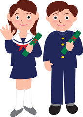 Obraz premium 学生服の卒業式 