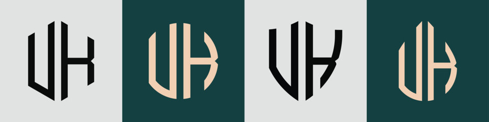Creative simple Initial Letters VK Logo Designs Bundle.