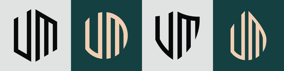 Creative simple Initial Letters VM Logo Designs Bundle.