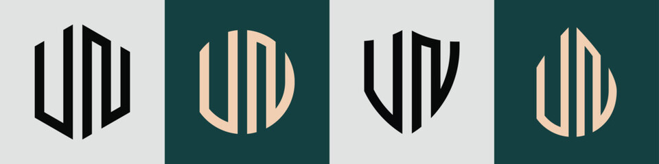 Creative simple Initial Letters VN Logo Designs Bundle.