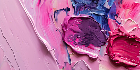 Obraz premium Oil paint, strokes on wide canvas textured background decorating art painting illustration, generated ai 