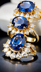 Sapphire Jewelry, Gemstone, Precious, Blue, Luxury, Fashion, Accessories, Necklace, Earrings, Bracelet, Ring, Glamour, Sparkle, Gem, Elegant, AI Generated