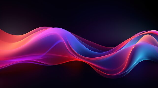 Abstract digital fractal pattern. Blur wavy lines background. Horizontal background with aspect ratio, generative,