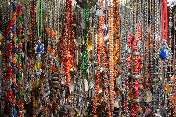 Colorful Souvenirs in the Touristic Travel Destinations Grand Bazaar. Ceramics, Mosaic, Porcelain, Coffee Cups and Mosaic Lamps Photo, Grand Bazaar Fatih, Istanbul Turkiye (Turkey)