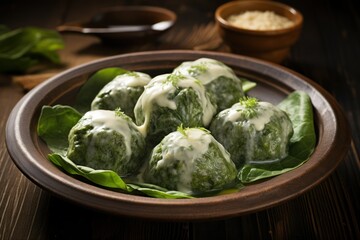 spinach dumplings served with sage butter