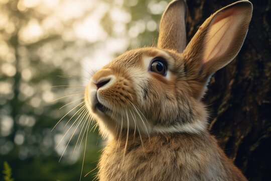 Close up photo of a rabbit with its nose twitching