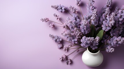 A top view of a soft lavender background, creating a serene and calming ambiance