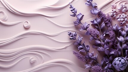 A top view of a soft lavender background, creating a serene and calming ambiance - obrazy, fototapety, plakaty