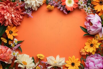 Beautiful flowers on Orange vintage background