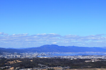 比叡山と琵琶湖と大津市街
