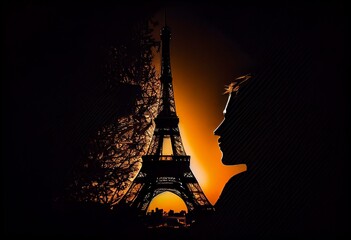 Eiffel Tower silhouette. Generative AI