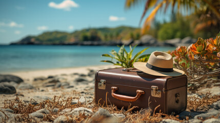 luggage with a seaside atmosphere Referring to relaxation and travel