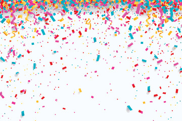 Confetti falling white background