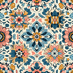 cute Vector pattern with traditional tile design