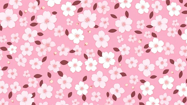 Seamless background, floral pattern with watercolor pink flowers. Repeat fabric wallpaper print texture. Perfectly for wrapped paper, , generative, ai