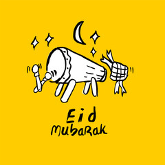 Islamic Doodle Eid Mubarak, vector