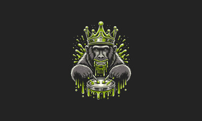 monkey wearing crown and slime vector artwork design