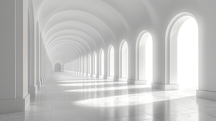 White large corridor with columns. Created with Ai