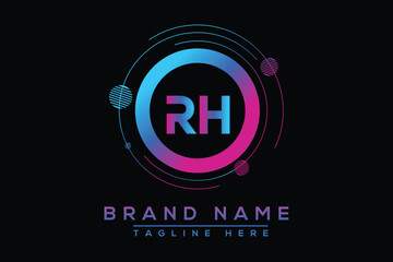 Letter RH Blue logo design. Vector logo design for business.