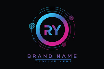 Letter RY Blue logo design. Vector logo design for business.