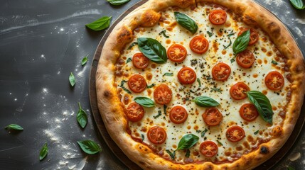fresh Margherita pizza with tomatoes and basil