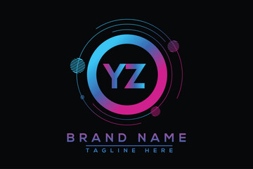 Letter YZ Blue logo design. Vector logo design for business.