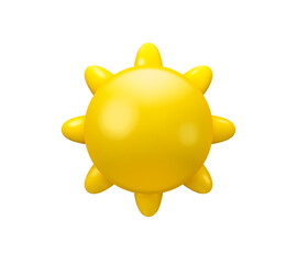 Vector 3d sun icon. Yellow cartoon emoji illustration, isolated on white background. Cute summer emoticon , weather symbol